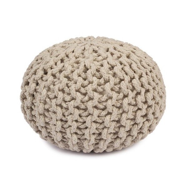 Béžový ručně vyráběný bavlněný puf pro děti Mr. Fox, Ø 30 cm