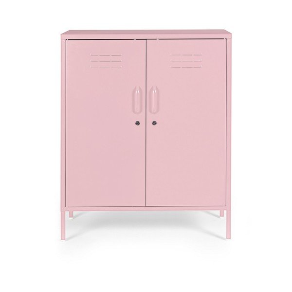 Armadietto rosa chiaro in metallo con chiusura a chiave 80x101,5x40 cm Cambridge – Yes Everyday