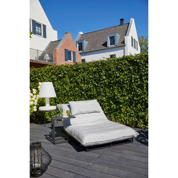 Lettino da giardino imbottito in metallo grigio chiaro Emma - Hartman-image-1