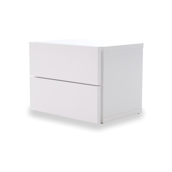 Comodino bianco lucido con 2 cassetti Aurora - TemaHome-image-2