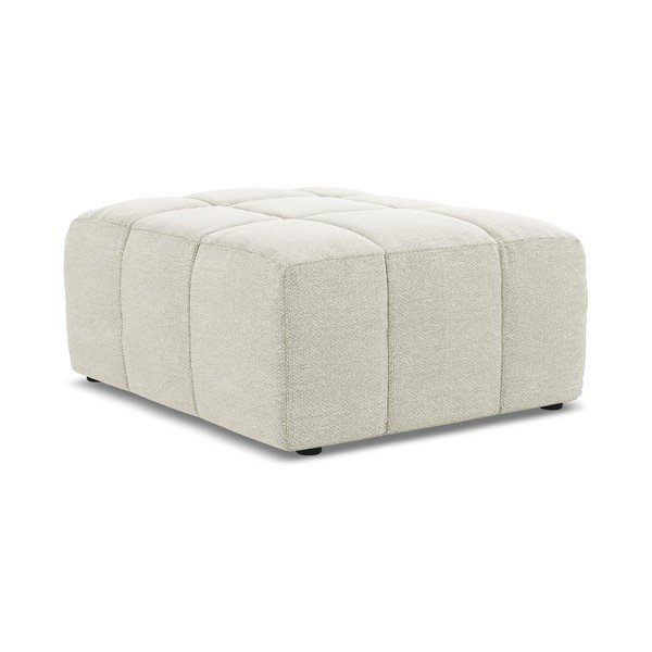 Poggiapiedi beige con rivestimento in bouclé Aloha – Makamii-image-3