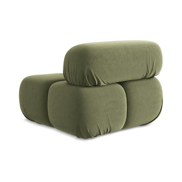 Parte divano componibile verde chiaro con rivestimento in velluto Lokua – Makamii-image-3