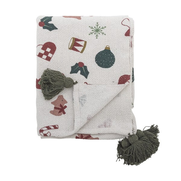 Coperta bianca a tema natalizio 130x160 cm Yule – Bloomingville