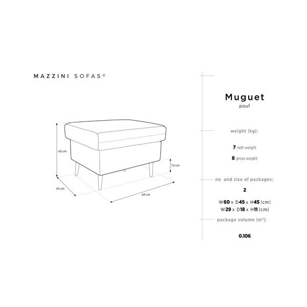 Pouf Muguet nero, 60 x 45 cm - Mazzini Sofas-image-4