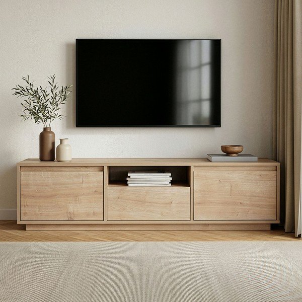 Mobile TV di colore naturale con effetto rovere 160x42x30 cm Sentinel – Kalune Design-image-2