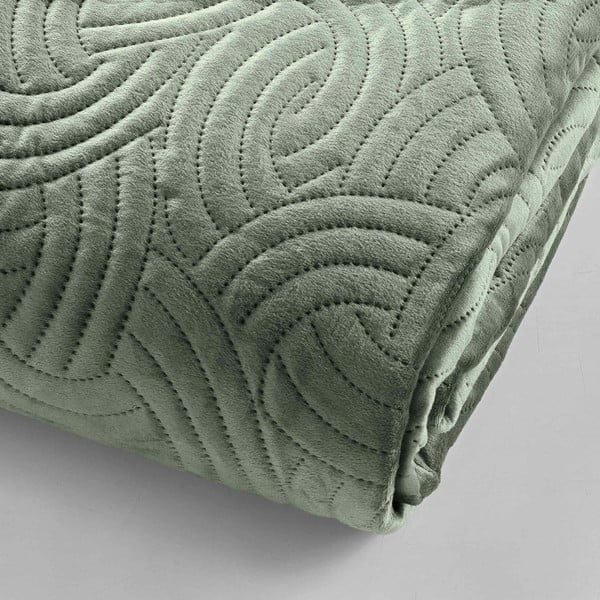 Set con copriletto e federa verde in velluto 240x260 cm Solange – douceur d'intérieur-image-2