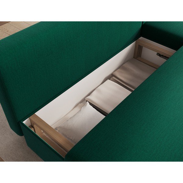 Divano angolare verde allungabile/con contenitore con rivestimento in velluto Gino – ELTAP-image-4