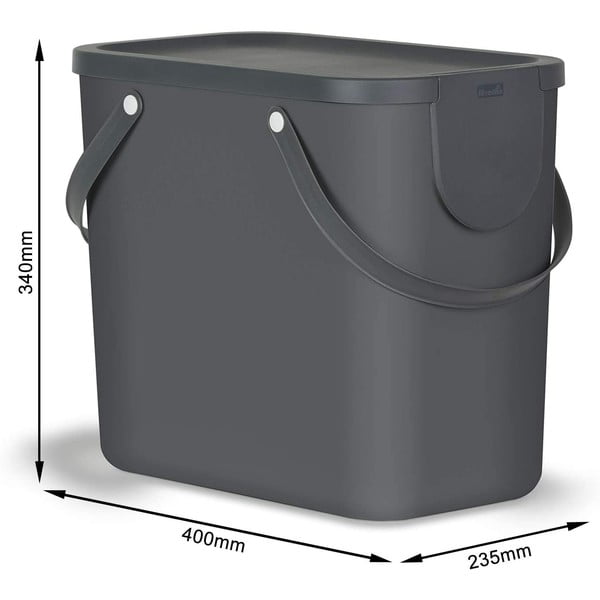 Bidone per rifiuti in plastica riciclata da 25 l Albula - Rotho-image-3
