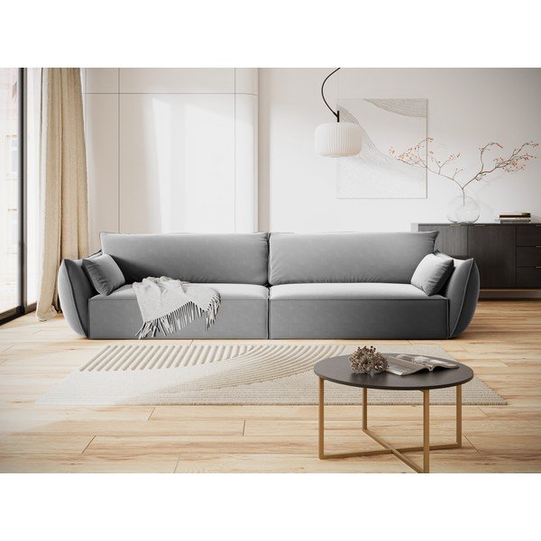 Divano grigio chiaro con rivestimento in velluto 248 cm Vanda – Mazzini Sofas-image-1