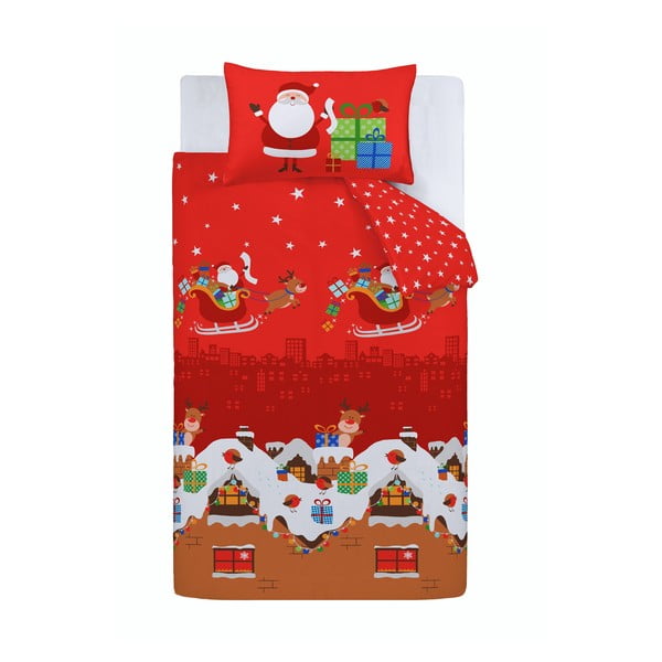 Set copripiumino e federa da bambini rosso per culla 120x150 cm Santa's Christmas Presents – Catherine Lansfield
