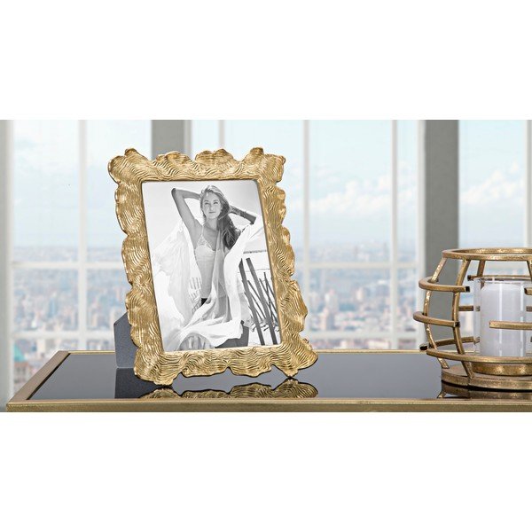 Portafoto Mauro Ferretti in oro con motivo a soffietto, 21,5 x 27 cm - Mauro Ferretti-image-1