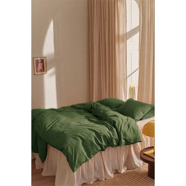 Set copripiumino e federa verde in misto lino per letto singolo 150x200 cm Elly – Ellos Home-image-1