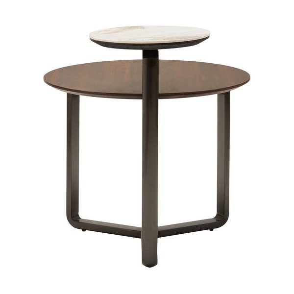 Tavolino da salotto rotondo marrone in eucalipto massiccio 55x67 cm Imperia – Premier Housewares-image-3