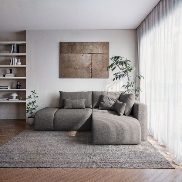 Divano angolare grigio allungabile/con contenitore (con penisola a destra/con chaise lounge) Lumine – Ghado-image-1