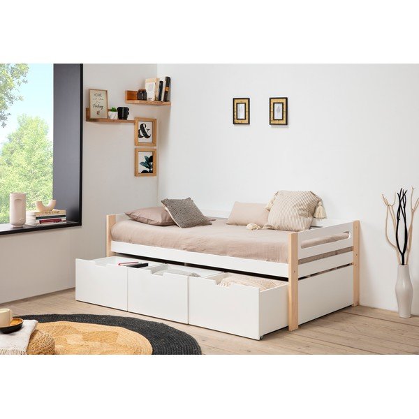 Letto bianco con 3 cassetti 90 x 190 cm Keisly - Marckeric-image-1