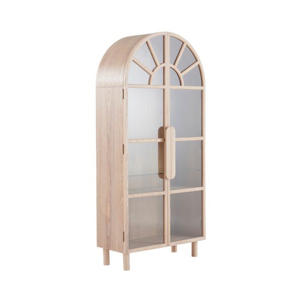Vetrina colore naturale chiaro con effetto frassino 90x195x40 cm Sandor – Jotex
