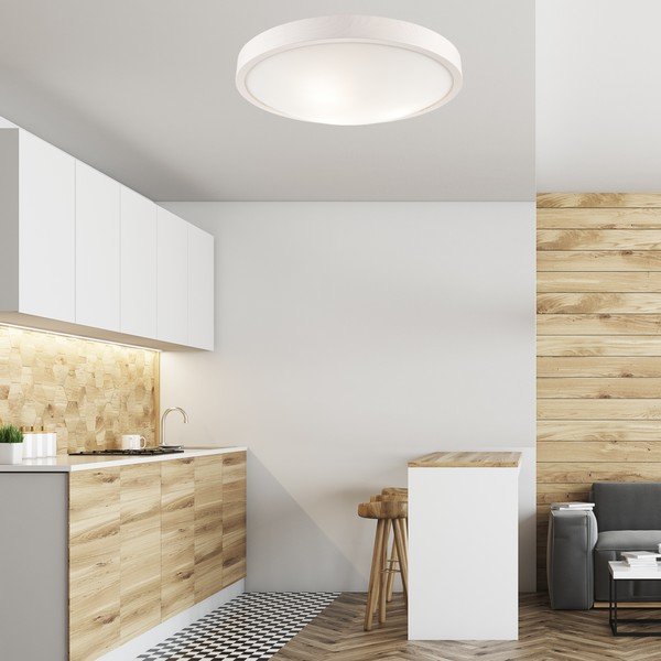 Lampada da soffitto bianca con paralume in vetro Anello - LAMKUR-image-1
