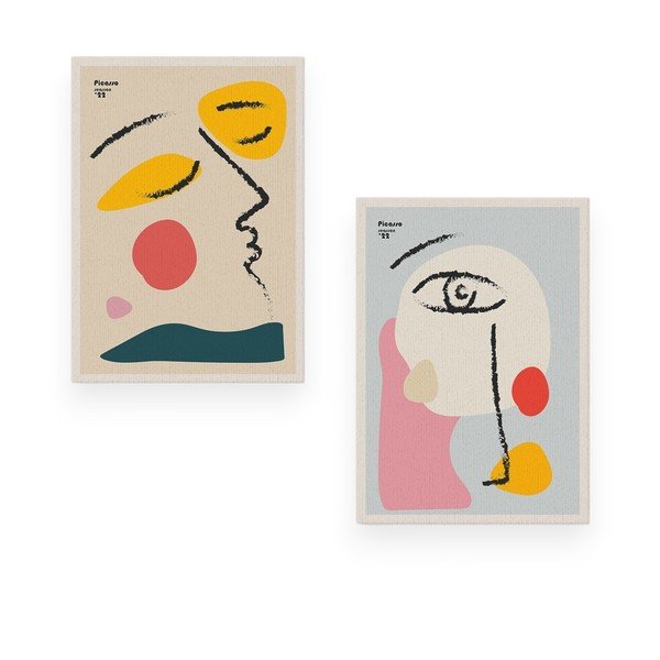 Set di 2 quadri 50x70 cm Faces - Wallity