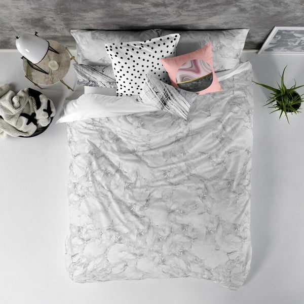 Copripiumino in cotone Essence Marble, 240 x 220 cm - Blanc