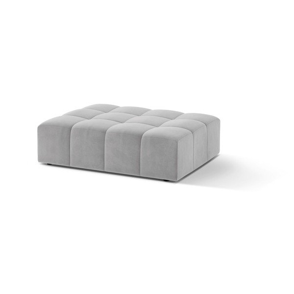 Poggiapiedi grigio chiaro con rivestimento in velluto Chicago – Cosmopolitan Design-image-1