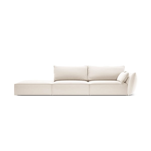 Divano beige con penisola a destra con rivestimento in velluto 264 cm Vanda – Mazzini Sofas