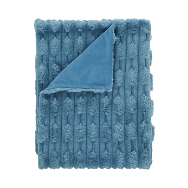 Coperta blu in micropile 150x200 cm Carved Fur – Bianca