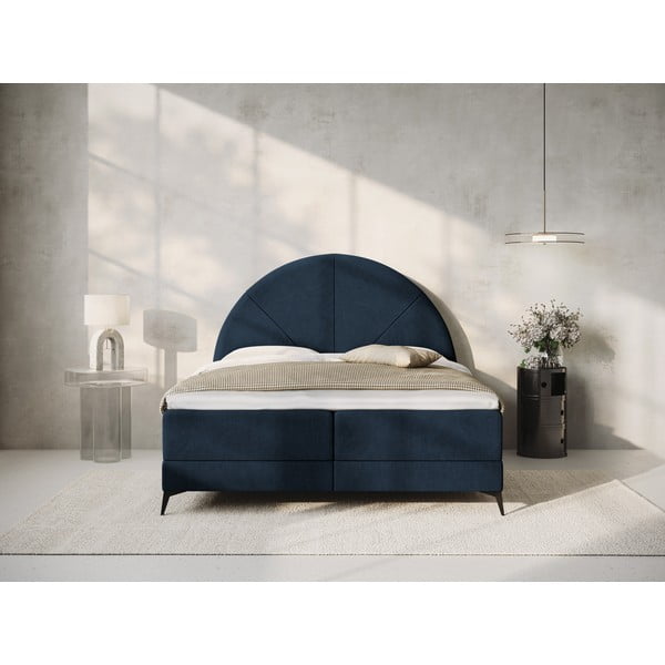 Letto boxspring blu scuro con contenitore 180x200 cm Sunset - Cosmopolitan Design-image-1