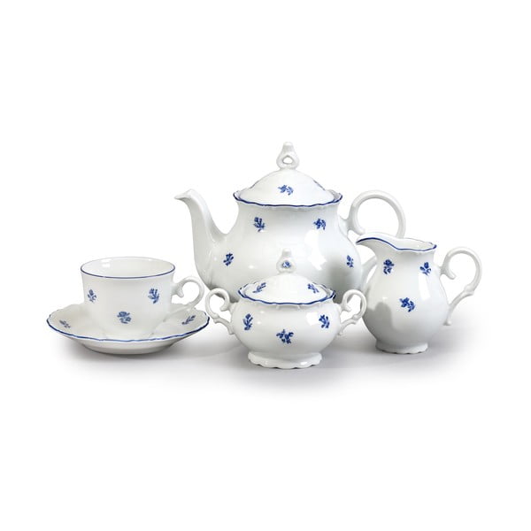 Servizio da tè in porcellana con fiore blu Ophelia - Thun