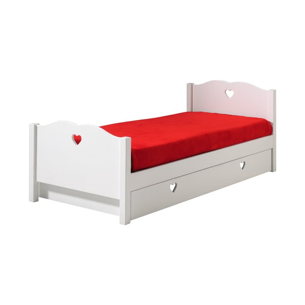 Letto per bambini in legno di pino bianco con letto estraibile con contenitore 90x200 cm AMORI - Vipack