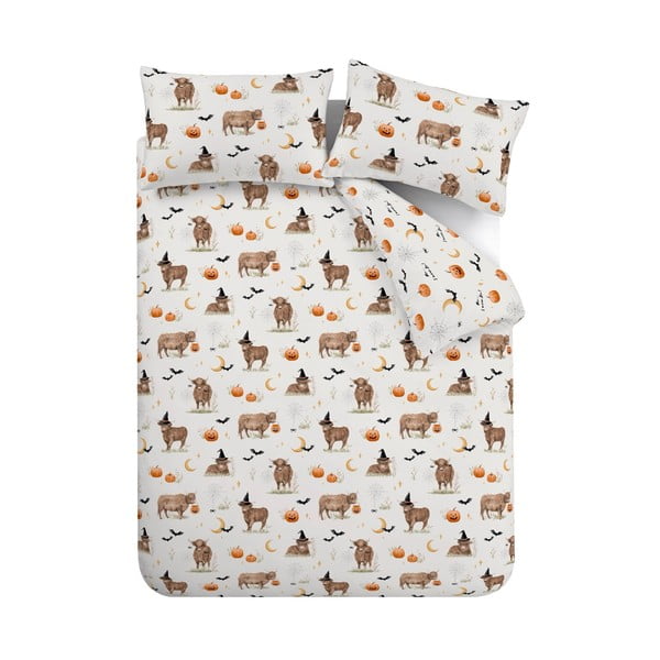 Set copripiumino e federa greige per letto matrimoniale 200x200 cm Halloween Highland Cow – Catherine Lansfield