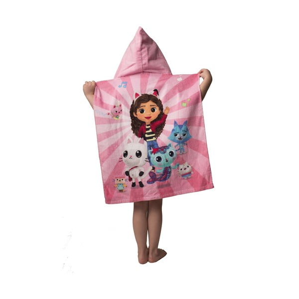 Poncho per bambini rosa in cotone 3-8 anni Gabby´s Dollhouse – Jerry Fabrics-image-2