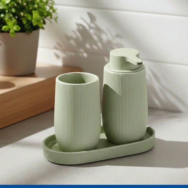 Organizer da bagno verde in ceramica Fablo – Wenko-image-1