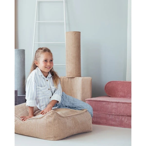 Cuscino per divano da bambini marrone chiaro con rivestimento in velluto a coste Roll – Wigiwama-image-4