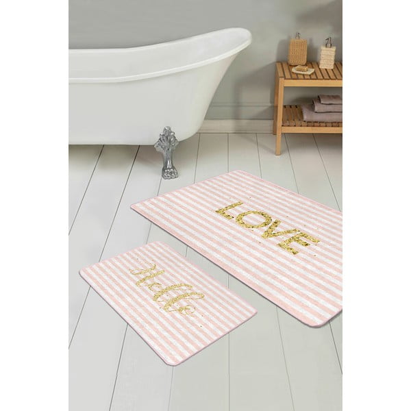 Set di tappetini per il bagno in velluto rosa 2 pz 60x100 cm Love – Mila Home-image-4