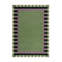 Tappeto verde in lana e viola tessuto a mano 200x290 cm Kai Wool Border - Flair Rugs
