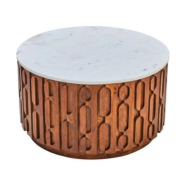 Tavolino da salotto rotondo di colore naturale con piano in marmo ø 70 cm Torcino – Premier Housewares