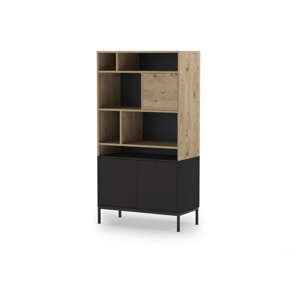 Libreria in rovere decorato in nero-naturale 90x170 cm Marion - Marckeric-image-1