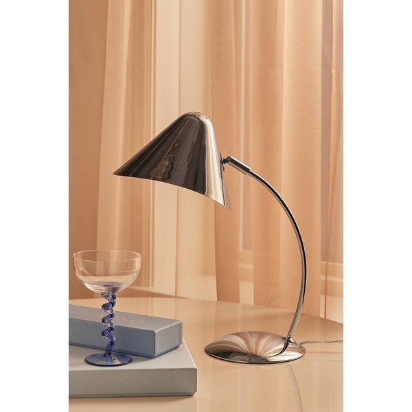 Lampada da tavolo color argento lucido in acciaio con struttura flessibile (altezza totale 40 cm) Nathan – Ellos Home-image-2
