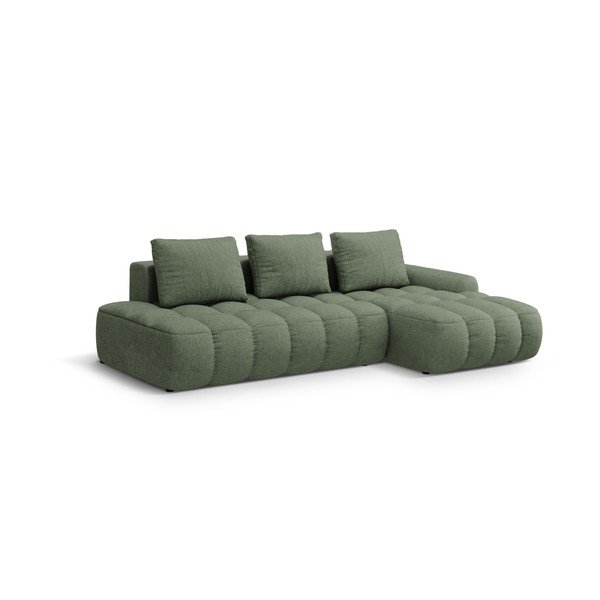 Divano angolare verde allungabile/con contenitore (con penisola a destra/con chaise lounge) Linz – Cosmopolitan Design-image-2