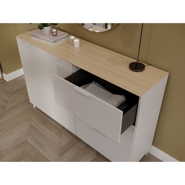Cassettiera color crema opaca 151x98x40 cm Savoca – Germania-image-1