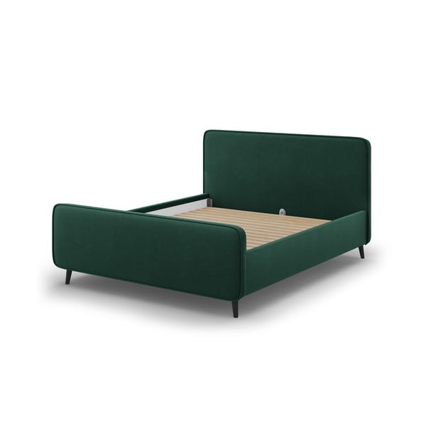 Letto matrimoniale imbottito verde con griglia 140x200 cm Kaia - Micadoni Home