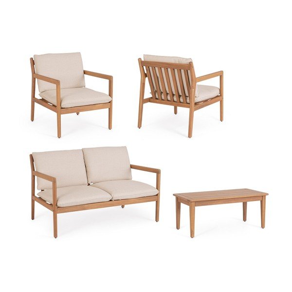 Set di mobili da giardino di colore naturale in acacia massiccia per 4 persone Danubio – Bizzotto-image-4