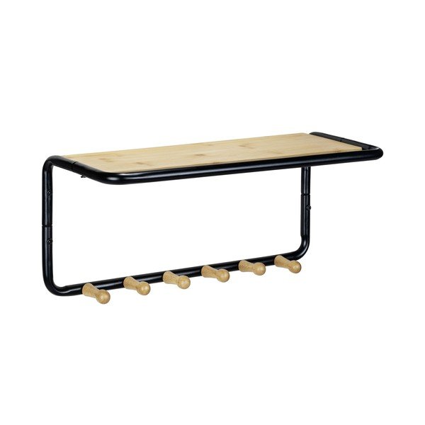 Appendiabiti da parete in metallo nero/naturale con ripiano Loft - Wenko-image-1