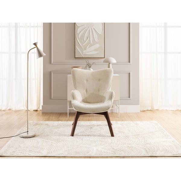 Poltrona beige con rivestimento in velluto a coste Niko – Ropez-image-1