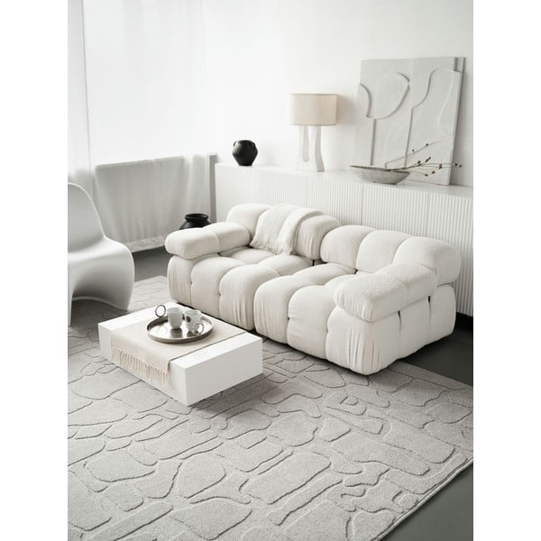 Tappeto in lana grigio chiaro 200x300 cm Morphic Dunes - Agnella-image-1