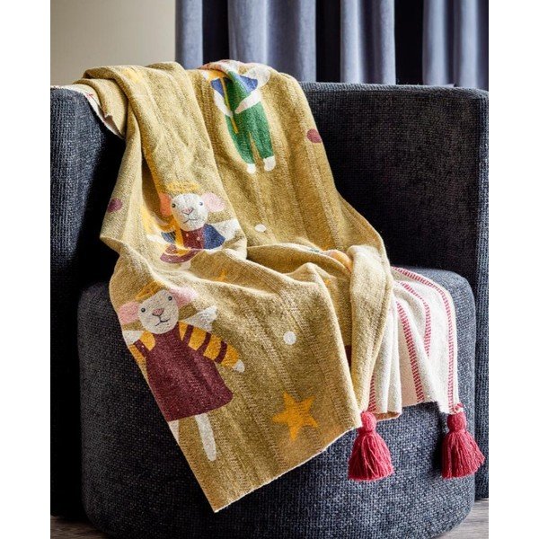 Coperta in cotone riciclato a tema natalizio 130x160 cm Peo – Bloomingville-image-1