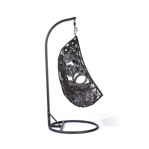 Poltrona sospesa in rattan artificiale nero Palma - Le Bonom-image-2