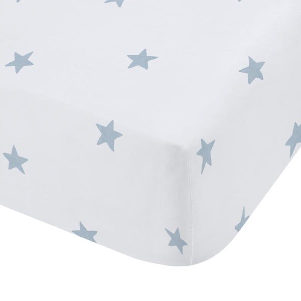 Lenzuolo con angoli per bambini bianco e blu in cotone per culla 70x140 cm Mini Star & Stripes – Bianca