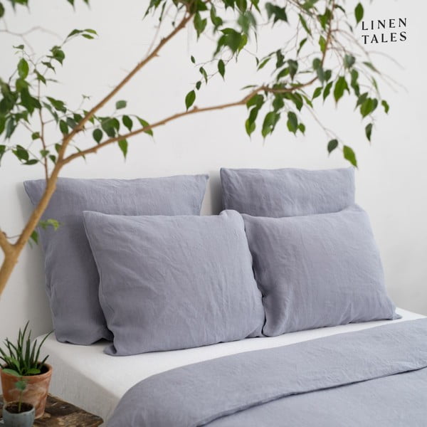 Biancheria da letto matrimoniale in fibra di canapa grigio chiaro 200x200 cm - Linen Tales-image-4