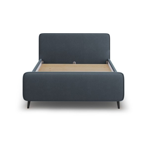 Letto matrimoniale imbottito blu/grigio con griglia 160x200 cm Kaia - Micadoni Home-image-2